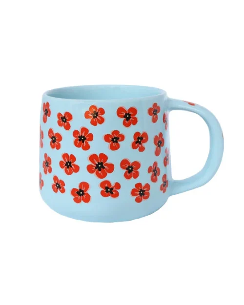 All the Luck in the World Mok Blauw met Klaprozen