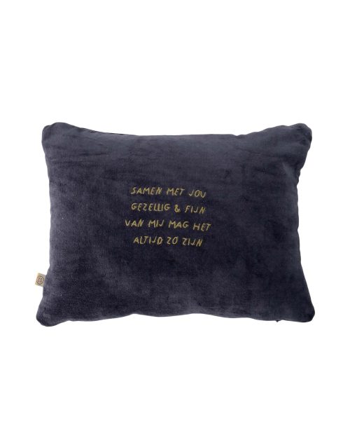 Zusss kussen samen met jou 35x25cm donkerblauw/goud