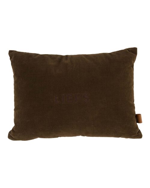 Zusss kussen corduroy liefs 35x25cm bruin