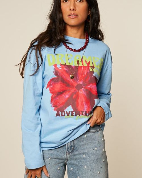 My Jewellery Lichtblauw t-shirt met lange mouwen dreamers