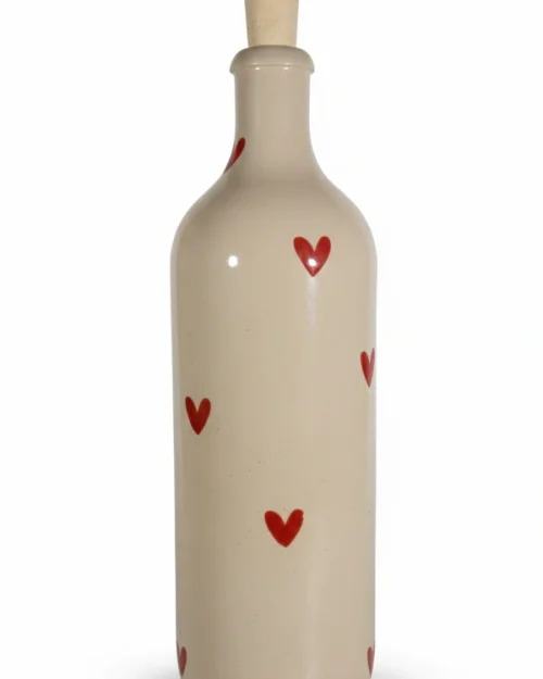 Menutje Marechal fles voor olijfolie of azijn, maar ook tof als waterfles met rode hartjes print
