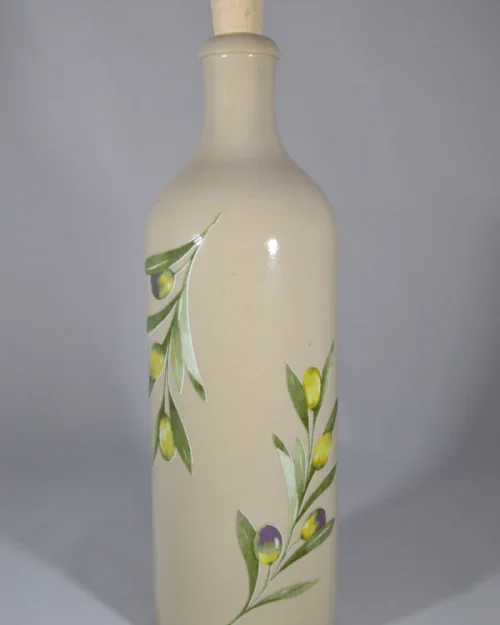 Menutje Marechal fles voor olijfolie of azijn, maar ook tof als waterfles met olijftakken print