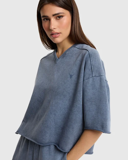 Alix The Label Cut seam sweat t-shirt navy
