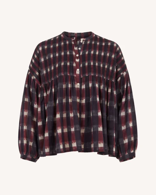By-Bar mine ikat blouse | wine ikat print