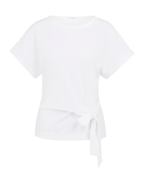 YAYA 709093-606 Top met ronde hals en knoopdetail wit