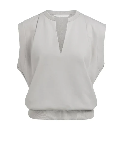 YAYA 109122 Mouwloze trui met V-hals en relaxte pasvorm alabaster grey