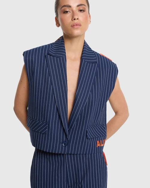 Alix The Label Striped waistcoat navy
