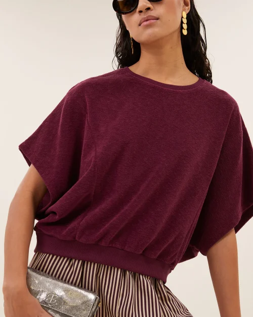 By-bar Nuki slub top burgundy crush
