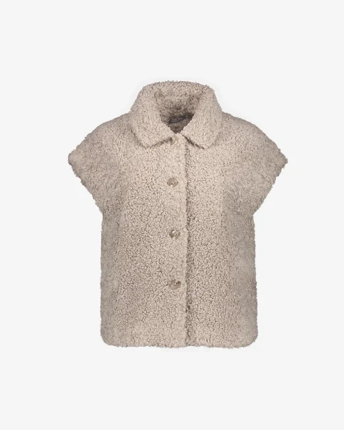 Geisha Teddy gilet met kraag sand 65563
