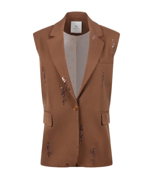 Nukus Gilet Chlo Paillet Espresso NKF08045