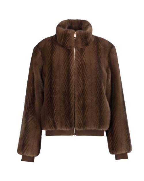 Geisha 69524 faux fur jas met dessin en zachte uitstraling bruin