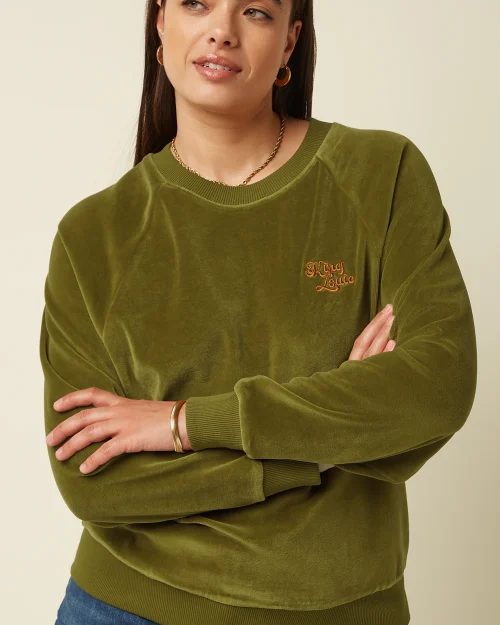 King Louie Febe sweater baton velvet mustard green