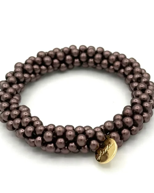 Stiekie Mocha Pearl – Parel Haarelastiek & Armband