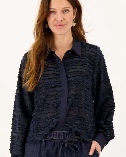 Zusss Feather blouse dark navy