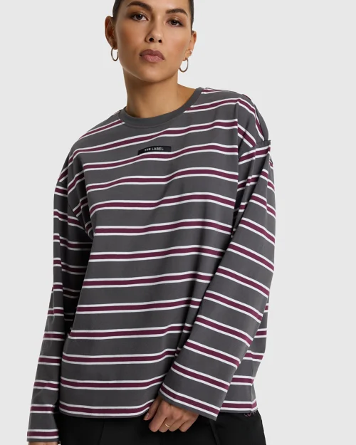 Alix The Label Stripe longsleeve antracite