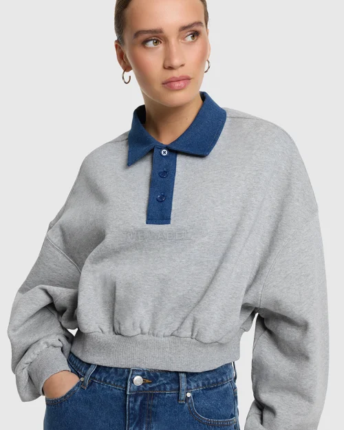 Alix The Label Polo sweater soft grey melange