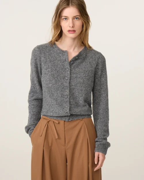 Fabienne Chapot Lidia button cardigan mid grey melange