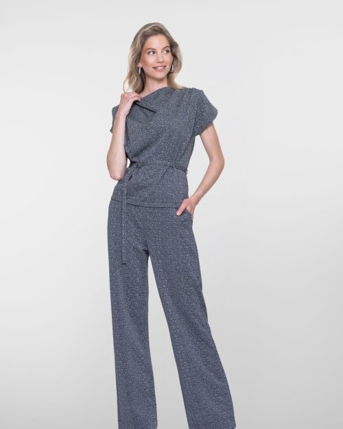Geisha Pantalon met elastiche taille black/offwhite 61656