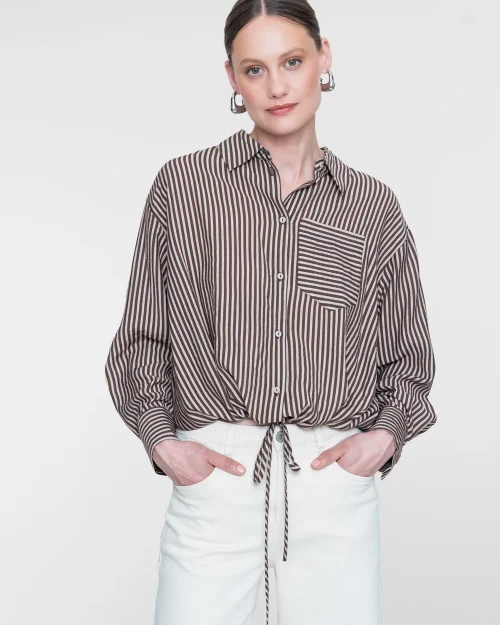 Geisha Gestreepte blouse brown/sand 63711
