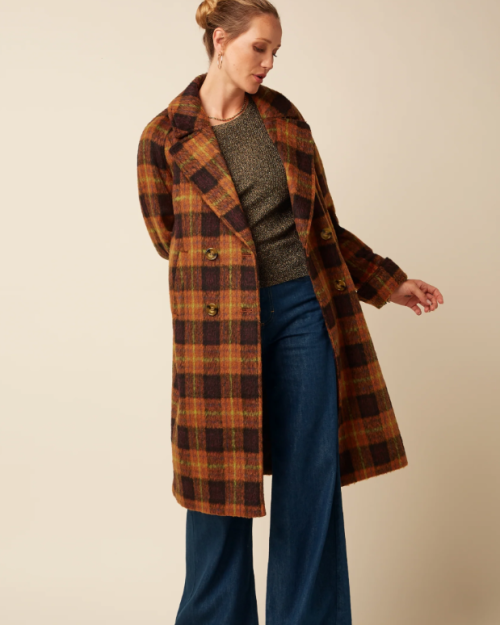 King Louie Amelie coat aloha check spicy brown