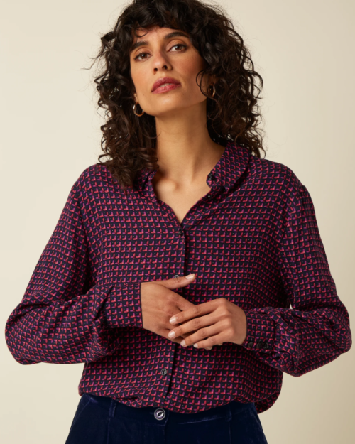 King Louie Maisie blouse charte evening blue