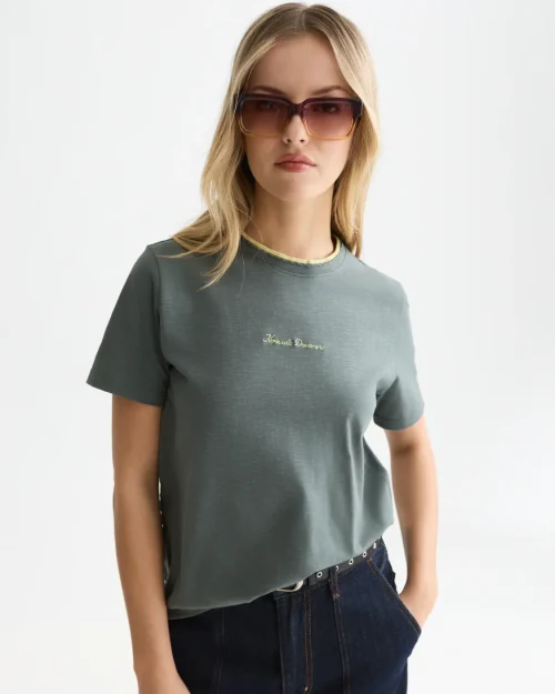 Scotch & Soda Chest embroidery t-shirt green