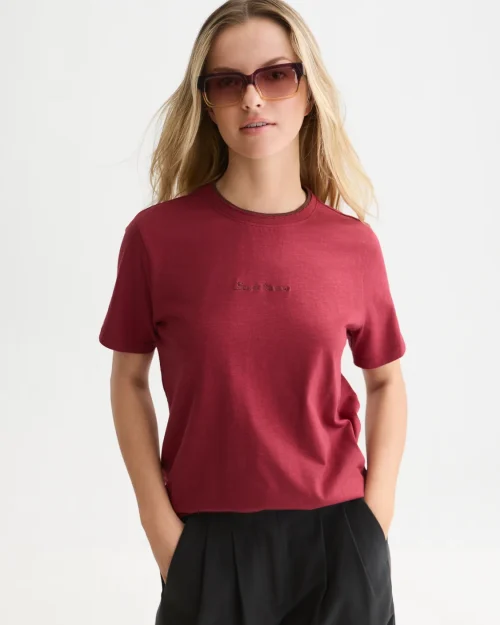 Scotch & Soda Chest embriodery t-shirt pomegranate