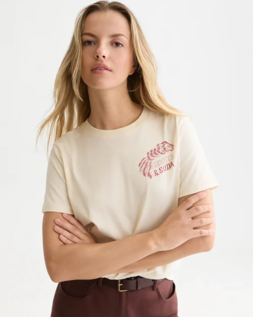 Scotch & Soda Artwork regular t-shirt eggnog