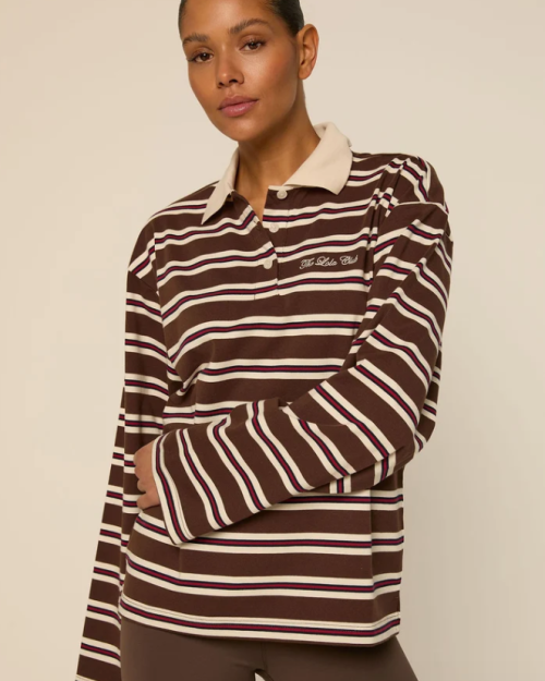 The Lola Club Emilia polo striped espresso