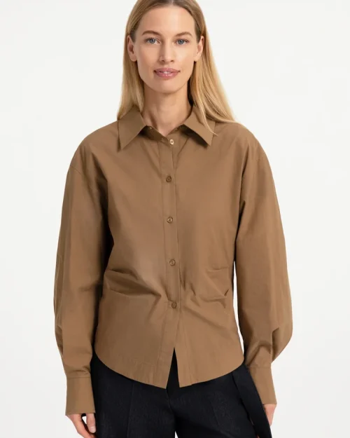Yaya Blouse met tailleaccent en plooidetail otter brown 201245