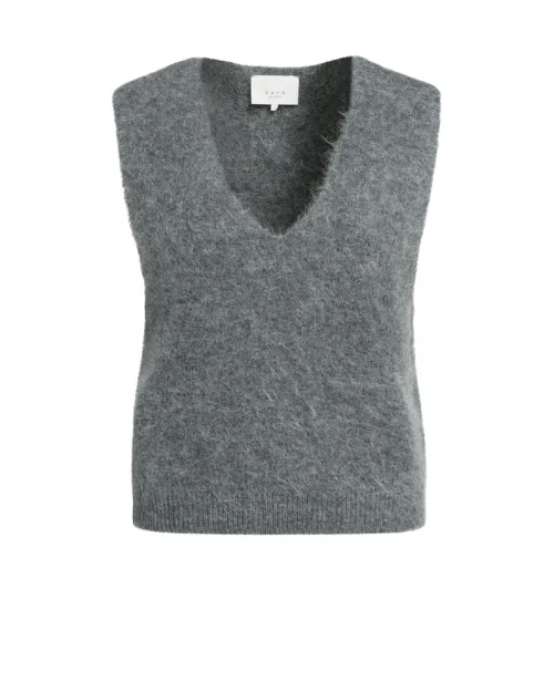 Yaya Zachte gebreide spencer grey melange 000635
