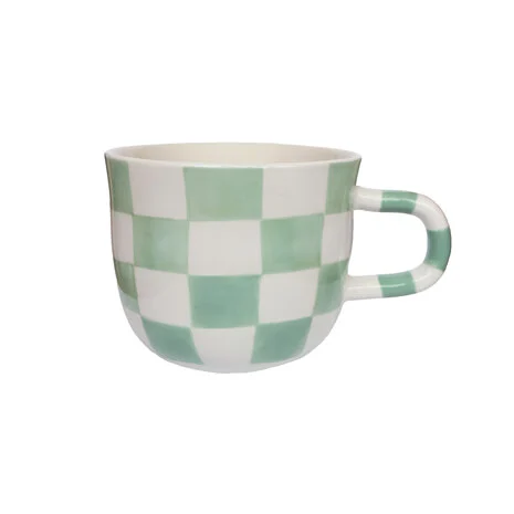 All the Luck in the World Mug Checkerboard Pattern Handpainted