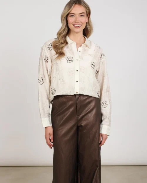 Nukus Aaliya blouse embriodery off white