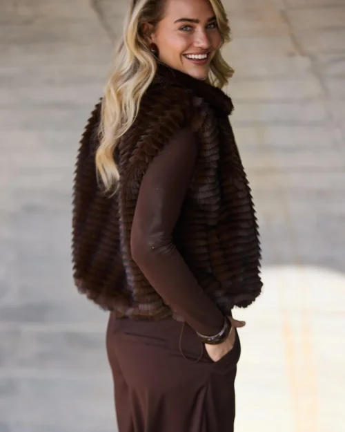 Nukus Harriet zip gilet chocolate
