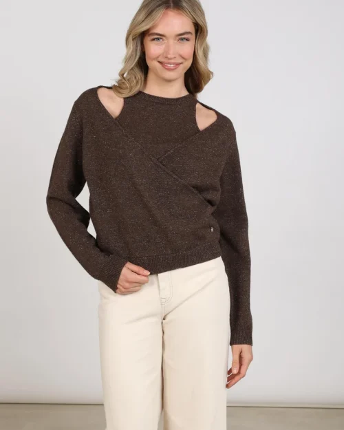 Nukus Merel pullover lurex chocolate