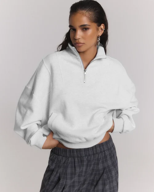 Refined Department Bianca halfzip sweater grey melange