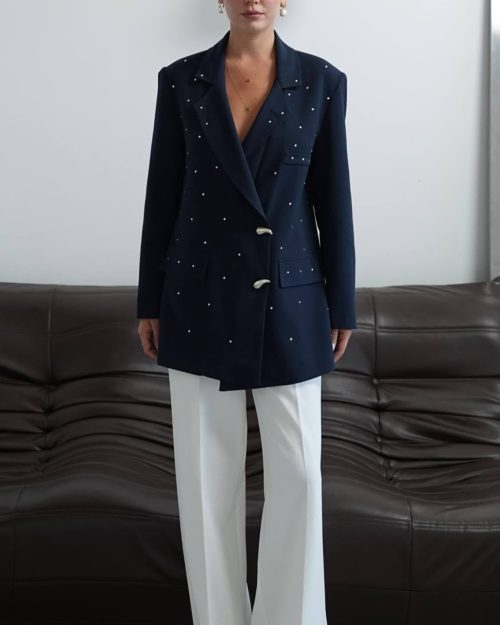 Rhyme & Hype Blazer Rhinestone Studs Navy